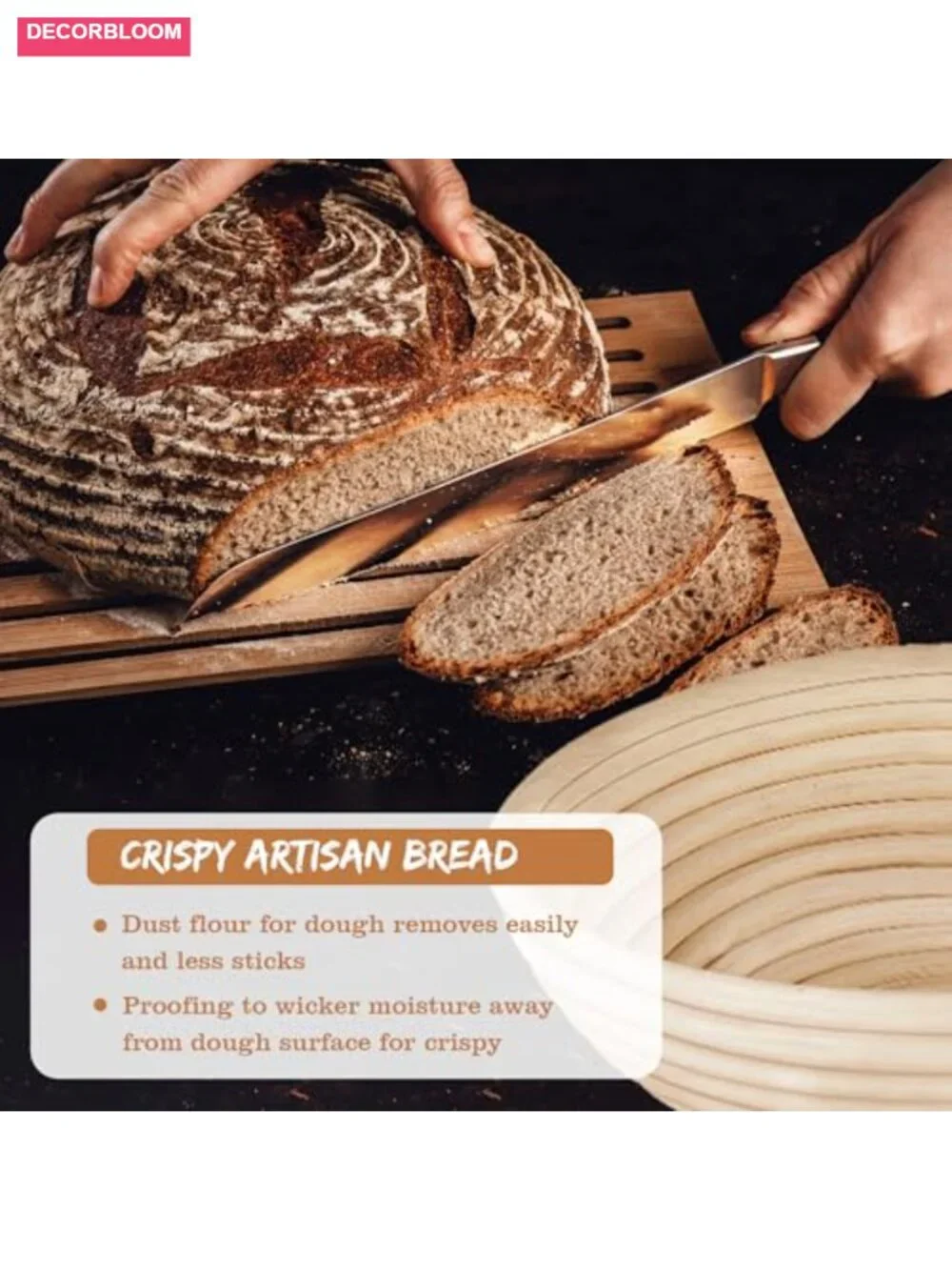 Banneton Bread Proofing Baskets Set of 2 - 9 Inch Rattan Sourdough Basket with